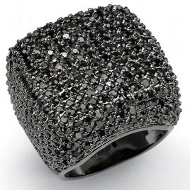 Sterling Silver Black Diamond Fashion Pave Ring 11CARAT