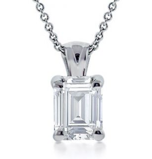 50 Ct Emerald Cut Diamond Solitaire Pendant Necklace