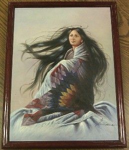 Original Signed Z Garcia Native Indian Woman Painting