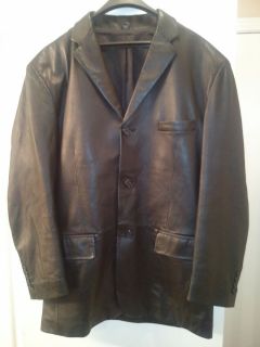 Mens black leather lambskin blazer sports coat Jacket Size 40 R