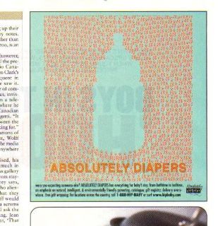 ABSOLUTELY DIAPERS Absolut Vodka Spoof Magazine Ad 2000 Canadian