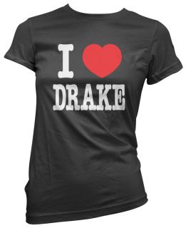 Love Heart Drake Womens Girls Ladies Black Cotton T Shirt Top New
