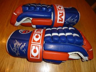 CCM Signed Hockey Gloves Denis Potvin NY Islanders
