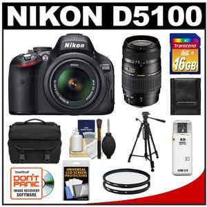 Nikon D5100 Digital SLR Camera 18 55mm VR DX 70 300mm Lens Kit 16 2 MP