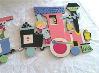 Lot of VINTAGE BABY Room Wall Decorations Plaques Train Boy & Girl