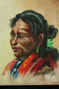  Art Painting on Canvas Navajo Dine Woman Indian Louis Klekner