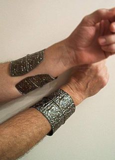 roman gladiator dark deep silver metal cuff costume accessory bracelet