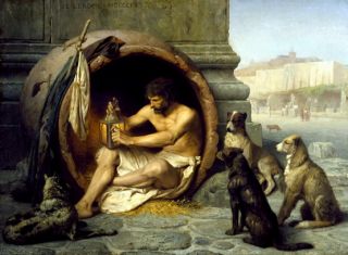  Famous Greek Philosopher DIOGENES Lantern in Barrel w/ Dogs Poverty