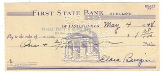 1948 FIRST STATE BANK OF DELAND FL CHECK FEASEL PAINT GLASS SHOP