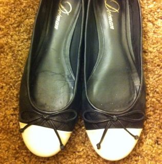 Delman Falcon Quilted Ballet Flats Black White Size 8 celebrity style