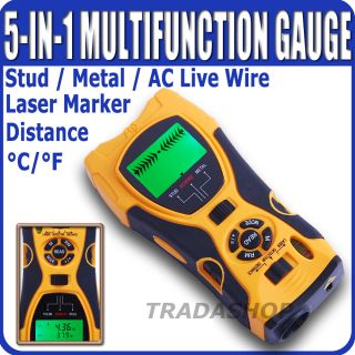 5in1 Distance Meter Stud Metal AC Live Wire Detector Laser Tool