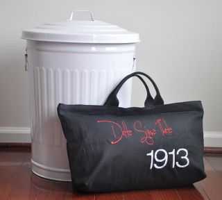 delta sigma theta sorority black zippered tote bag purse