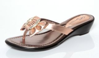 New Womens Dezario Cruz Thong Sandals Salmon Rhinestone Shoes 5