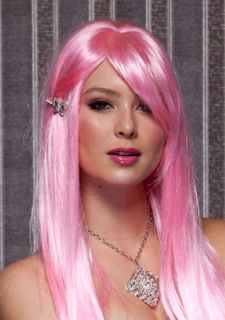 Cosplay Wig Long with Bangs Part White Silver Blue Red Pink Blonde