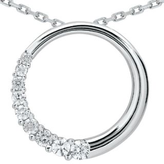 2ct Diamond Circle Journey Pendant Womens 14k White Gold Round