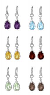  Gemstone 1 10 Ct Diamond Earrings 6 Gemstone Color Options