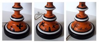  Halloween Metal Lamp OOAK Witches Ghosts Black Cats by Demy HP
