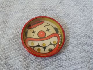 Vintage Tin Litho Clown Dexterity Puzzle Ball in Holes Metal Paper Toy