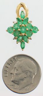 vintage 14k yellow gold emerald diamond drop pendant be sure