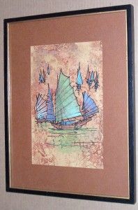 RARE Yan Sang Fishing Boat Chinese Oriental Painting