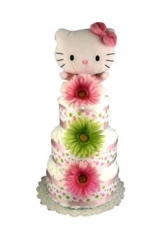 Hello Kitty Baby Shower Diaper Cake Centerpiece Gift Set (3 Tier, Pink