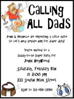 Baby Shower Daddy to Be Dad Diaper Party Invitations