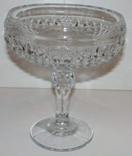 Indiana Glass 7811 FTD Diamond Point Compte Pedestal Crystal Bowl Dish