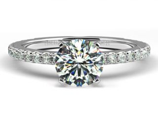 SI2 Huge 1 29 Ct Round Pave Diamond Engagement Ring Unique 14k White