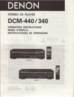 Denon Original DCM 440 340 CD Player Owners Manual
