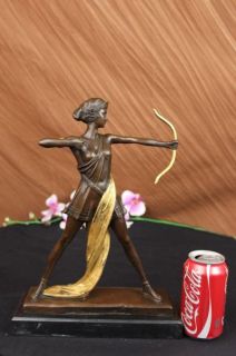 Art Nouveau Diana Nemorensis Hand Made Female Warrior Bronze Sculpture