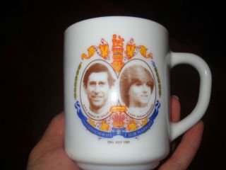 Princess Diana Prince Charles Collectible Wedding Mug 1981 Arcopal