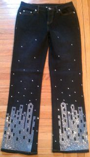 DG2 Diane Gilman Collection Rhinestone Embellished Pants Size 2P
