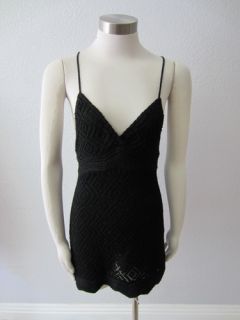 Diane Von Furstenberg  Black Crochet Tunic Sparkle LBD Wool