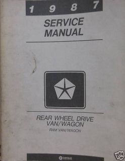 1987 Dodge RAM Van Wagon Rear Wheel Drive SVC Manual