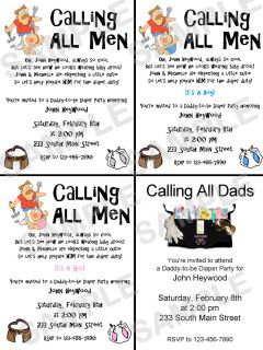   Daddy to be Dad Dad to be Diaper Party Invitations Boy Girl Neutral