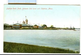 1908 Dighton Rock Park Between Fall River Taunton MA Postcard