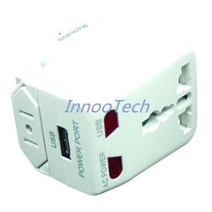 White Digipower ACP WTA World Travel Adapter with Built in USB Charger