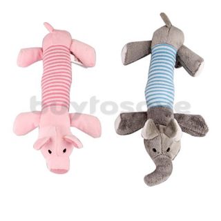 Dog Pet Puppy Chew Squeaker Squeaky Plush Pink Grey Pig Toy