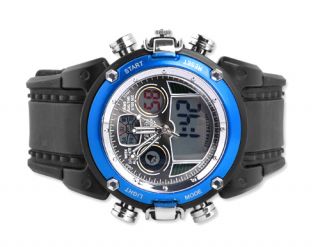 Digital Alarm Clock Light Quartz Blue Sport Wrist Watch