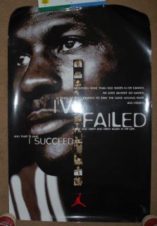 Nike Michael Jordan I Succeed Failure Fail Poster Vtg