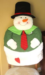 Christmas Snowman Dining Room Chair Cover Green