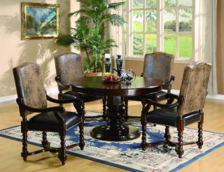  PEDESTAL DINING TABLE & BARLEY TWIST CHAIRS DINING ROOM FURNITURE SET