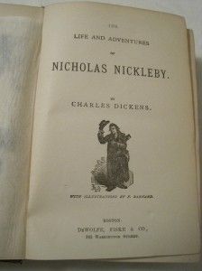  Charles Dickens Book 1880 Nicholas NicklebyDewolfe Fiske & Co.Boston