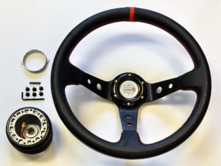 35CM Deep Dish Racing Steering Wheel w/ Boss Kit Hub Adapter