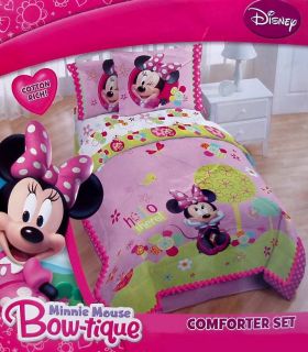 Disney Minnie Mouse Bow Pink Full Comforter Shams Bedskirt 4pc Bedding