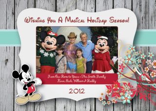 Disney Vacation Holiday Christmas Photo Card Mickey Mouse Trip French