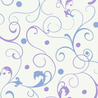  / Purple Blue Scroll Polka Dot Girls Wallpaper / White Background