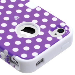 iPhone 4 4G 4S Hard Soft Rubber Dual Layer Impact Case Purple White