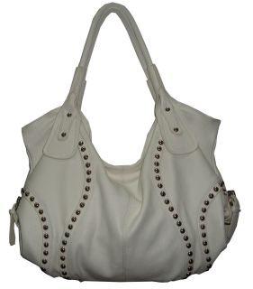 Soft Leatherette Metallic Double Handle Shoulder Bag Satchel Hobo