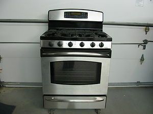 GE Stainless Steel Gas Range Stove Double Convection Oven 30 5 Burner